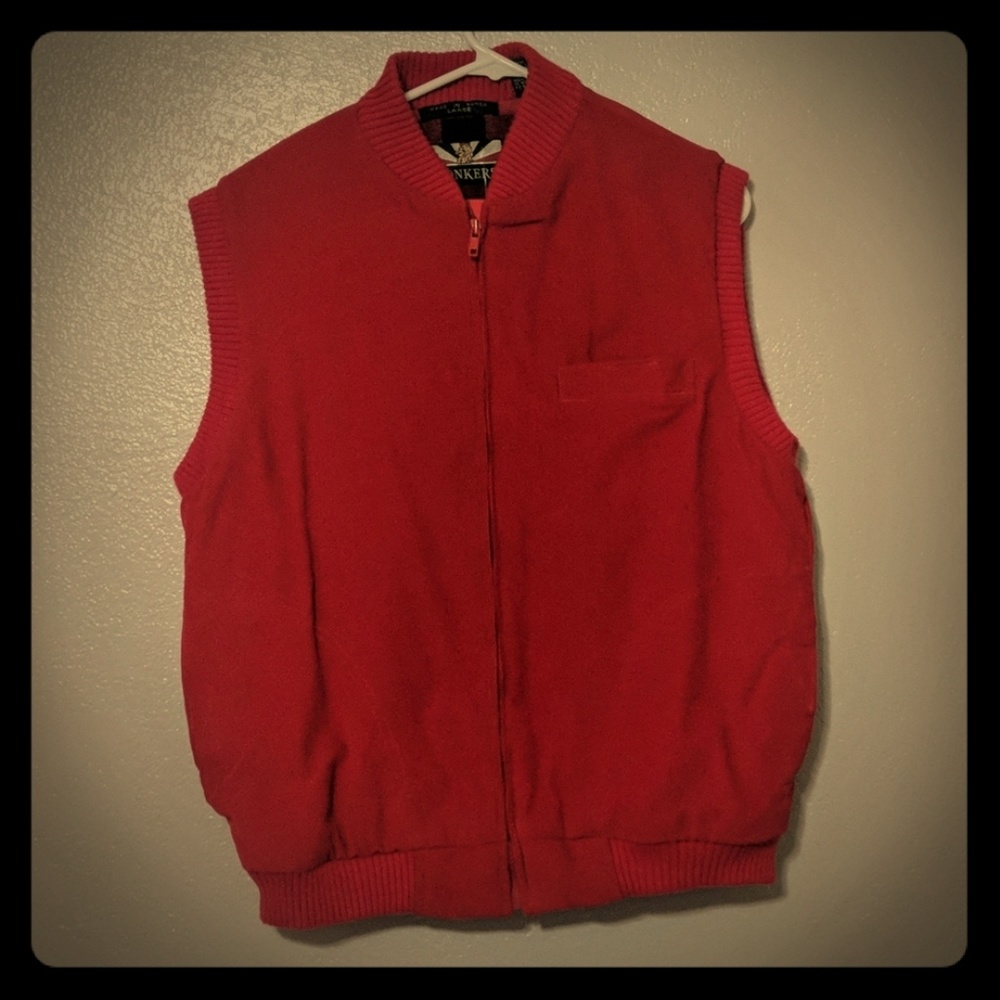 Men's Red Bonkers of England Corduroy Zip Up Vest.
